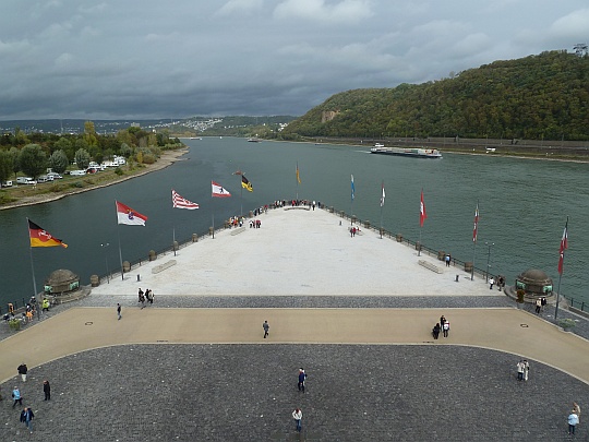 Koblenz, Deutsches Eck, Zusammenfluss von Mosel und Rhein