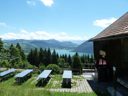 Bei der Alpwirtschaft Grümel; Blick auf den Ägerisee.