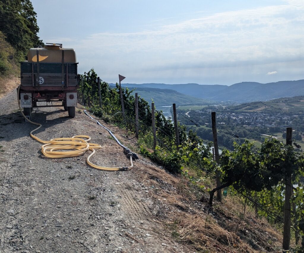 Bewässerung in der Steillage.